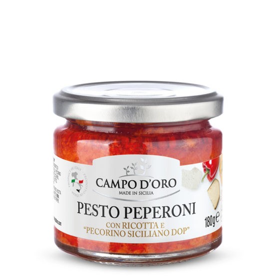 Pesto de poivrons avec ricotta et Pecorino Sicilien DOP