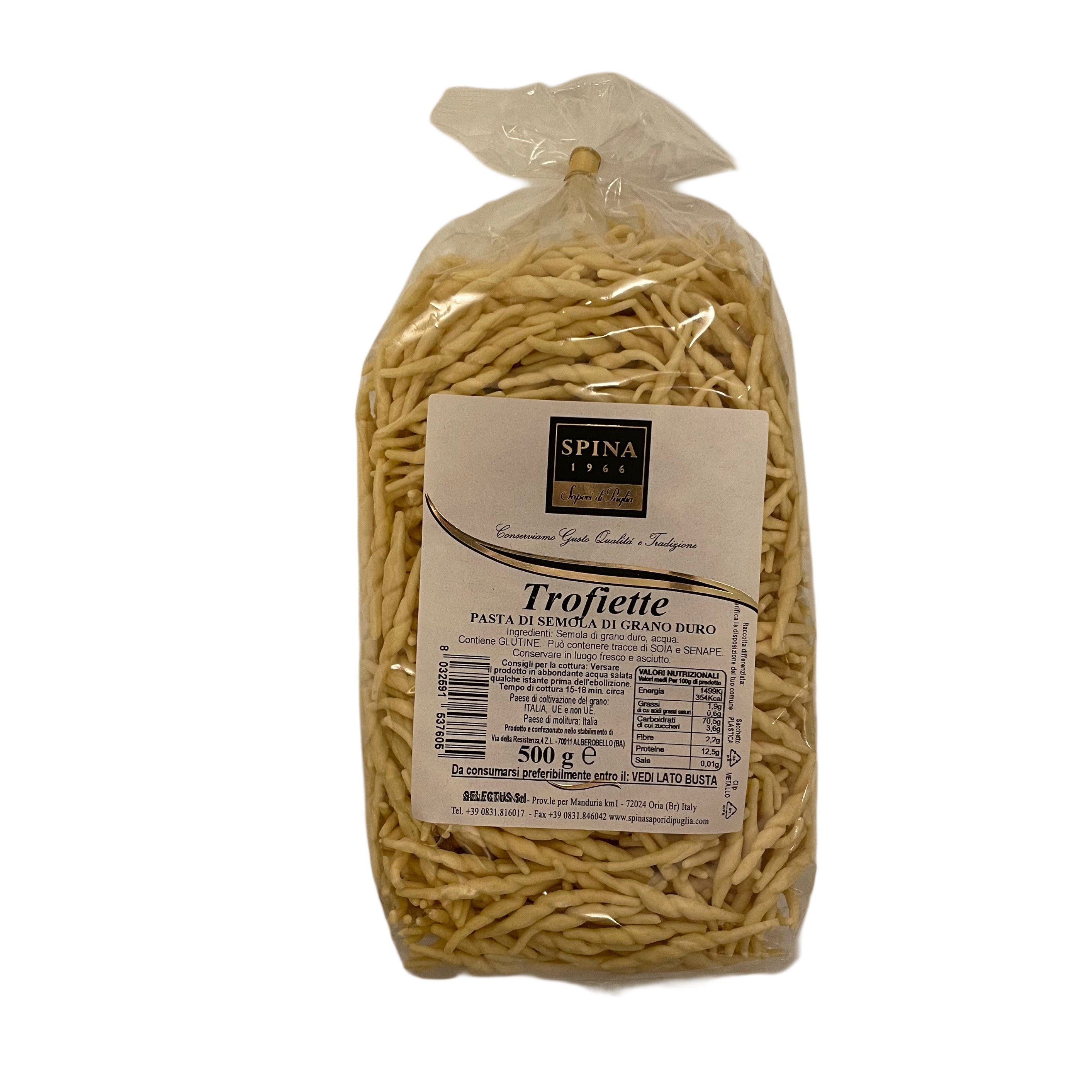 Trofiette Pasta made from Durum Wheat Semolina